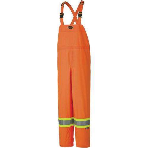 5595 150D Lightweight Waterproof Safety Bib Pants, Polyester, Large, High Visibility Orange Ottawa Fastener Supply