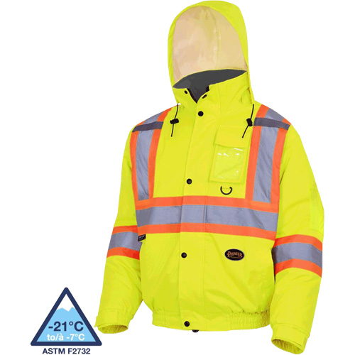 5033 Waterproof Winter Quilted Safety Bomber Jacket, Polyester, High Visibility Lime-Yellow, Small Ottawa Fastener Supply