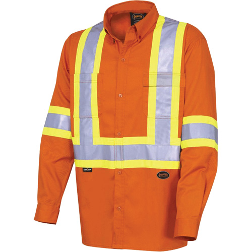 4441 Ultra-Cool Long-Sleeved Safety Shirt, Cotton, Small, High Visibility Orange Ottawa Fastener Supply