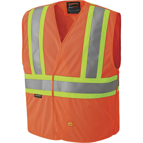 6914A Flame Resistant Safety Vest, High Visibility Orange, Medium/Small, Polyester Ottawa Fastener Supply