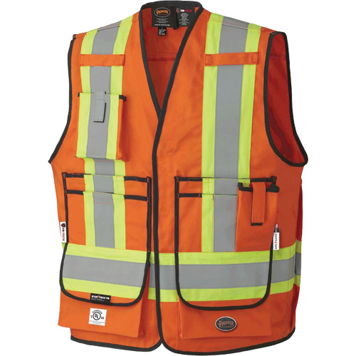 7732 FR-Tech&reg; Flame-Resistant Arc Surveyor's Vest, Small, High Visibility Orange, 9.7 cal/cm² Ottawa Fastener Supply
