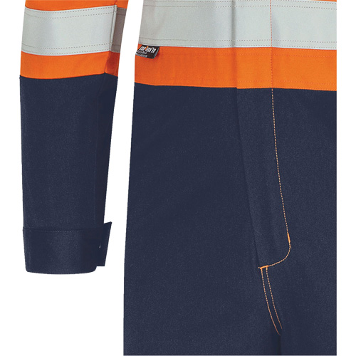 7702BB FR-Tech&reg; 2-Tone Safety Coverall, Size 36, Navy Blue/Orange, 10 cal/cm² Ottawa Fastener Supply