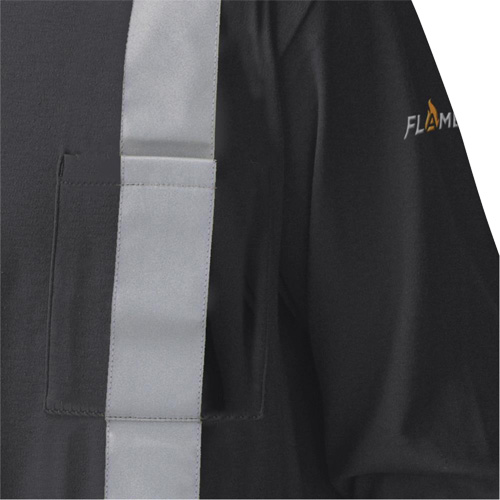 340SFA Flame-Resistant Long-Sleeved Safety Shirt, Small, Black Ottawa Fastener Supply