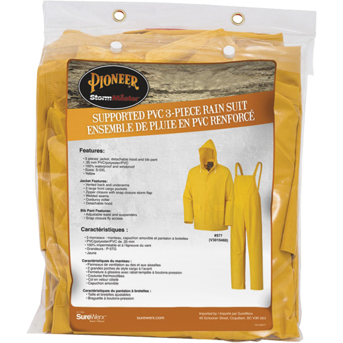 577 3-Piece Rain Suit, Polyester/PVC, 6X-Large, Yellow Ottawa Fastener Supply
