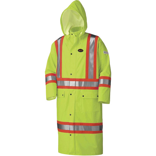 5897 Flame Resistant Waterproof Long Coat, Large, High Visibility Lime-Yellow Ottawa Fastener Supply