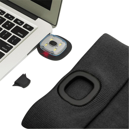 5678 Tuque en tricot avec lampe frontale &agrave; DEL, Doublure en Molleton, Taille unique, Noir Ottawa Fastener Supply