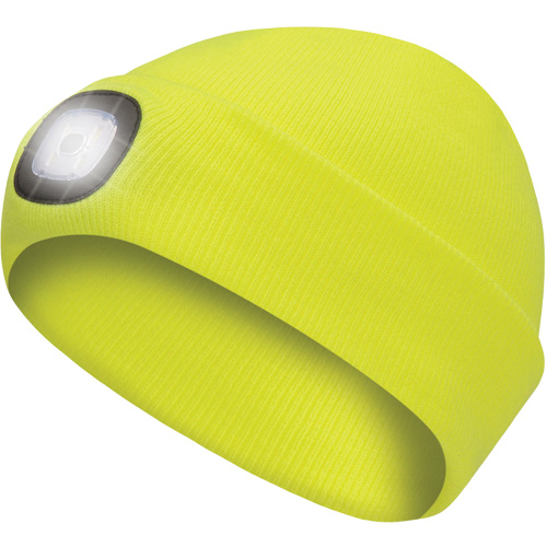 5676 Tuque en tricot avec lampe frontale &agrave; DEL, Doublure en Molleton, Taille unique, Jaune haute visibilit&eacute; Ottawa Fastener Supply