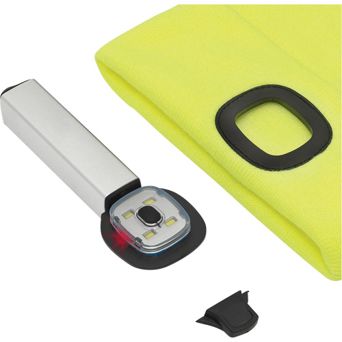 5676 Tuque en tricot avec lampe frontale &agrave; DEL, Doublure en Molleton, Taille unique, Jaune haute visibilit&eacute; Ottawa Fastener Supply