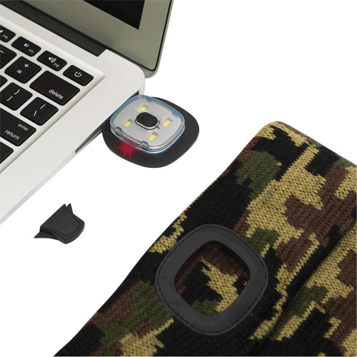 5677 Tuque en tricot avec lampe frontale &agrave; DEL, Doublure en Molleton, Taille unique, Camo Ottawa Fastener Supply