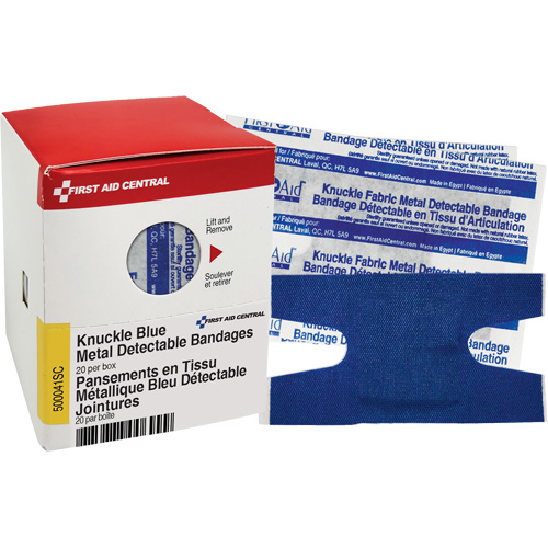 Knuckle Blue Detectable Bandages, Knuckle, Fabric Metal Detectable, Sterile Ottawa Fastener Supply