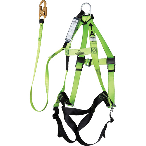 FBH-10000A6440-6 Contractor Series Safety Harness with Shock Absorbing Lanyard, Harness/Lanyard Combo Ottawa Fastener Supply