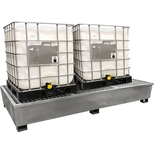Steel Ultra-Twin IBC Spill Pallet&reg;, 370 US gal. Spill Capacity, 103.8" x 26.8" x 51.1" Ottawa Fastener Supply