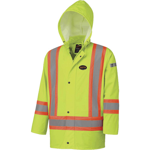 5894 Flame Resistant Waterproof Jacket, 2X-Large, High Visibility Lime-Yellow Ottawa Fastener Supply