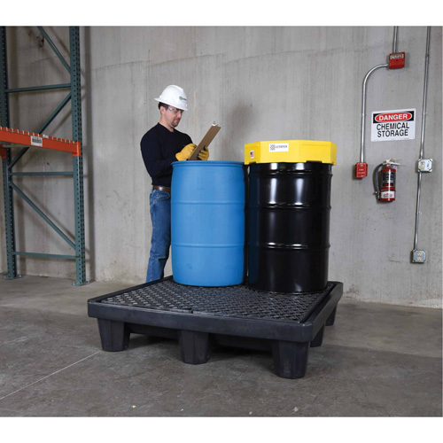 4-Drum Economy Ultra-Spill Pallet&reg;, 66 US gal. Spill Capacity, 53" x 53" x 11.8" Ottawa Fastener Supply