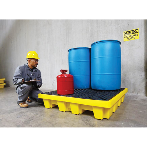 4-Drum Nestable Ultra-Spill Pallet&reg;, 66 US gal. Spill Capacity, 51" x 51" x 10" Ottawa Fastener Supply