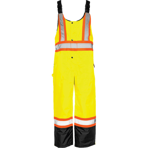 TO1 Winter Traffic Overalls, Polyester, Small, Black/High Visibility Lime-Yellow Ottawa Fastener Supply