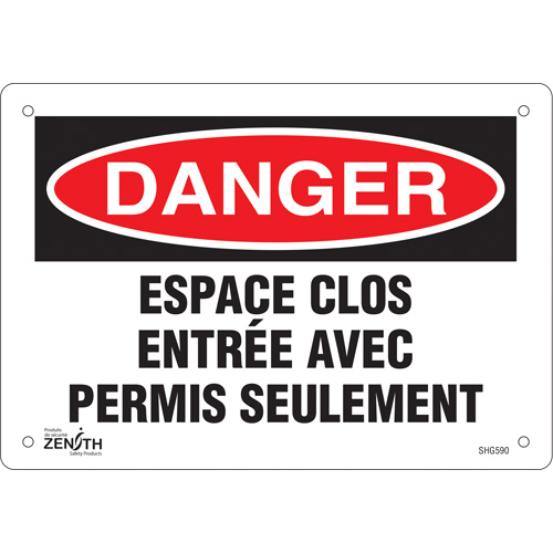 Enseigne  Espace clos , 7" x 10", Aluminium, Français Ottawa Fastener Supply