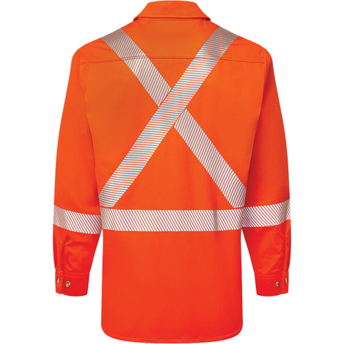 Ultrasoft&reg; Flame Resistant Deluxe Segmented Striped Work Shirt, X-Large (Tall), Orange Ottawa Fastener Supply