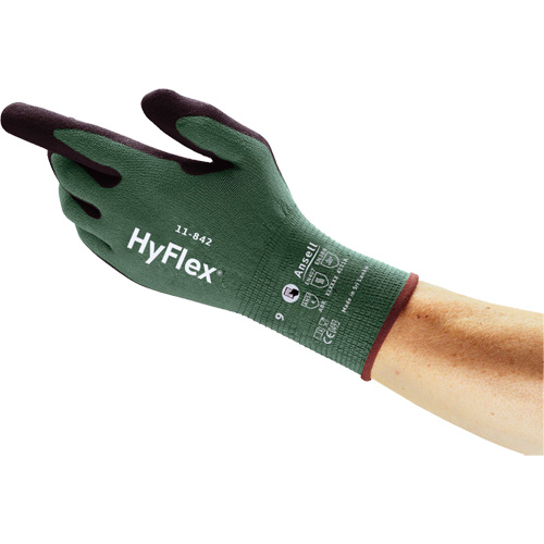 Gants polyvalents &eacute;coresponsables HyFlex 11-842, 5, R&ecirc;vetement Mousse de nitrile, Calibre 15, Enveloppe en Nylon Ottawa Fastener Supply