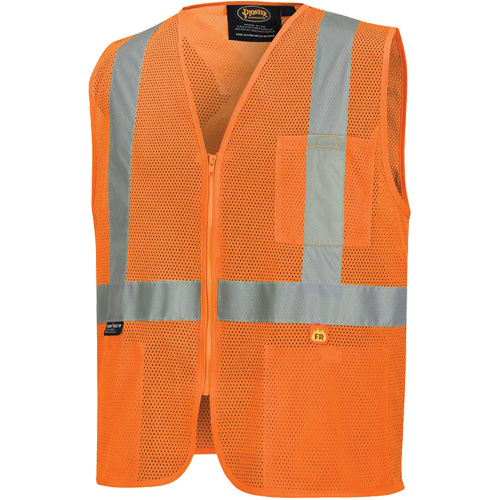 6943 Flame-Resistant Mesh Safety Vest, High Visibility Orange, Small, Polyester Ottawa Fastener Supply