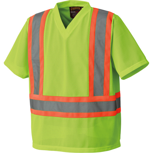 5993P Mesh Safety T-Shirt, Polyester, Small, High Visibility Lime-Yellow Ottawa Fastener Supply