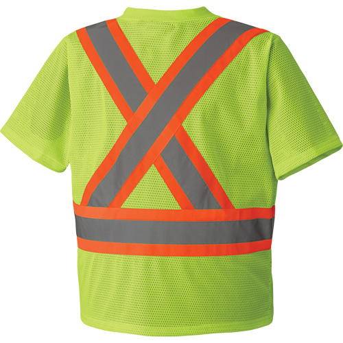 5993P Mesh Safety T-Shirt, Polyester, Small, High Visibility Lime-Yellow Ottawa Fastener Supply