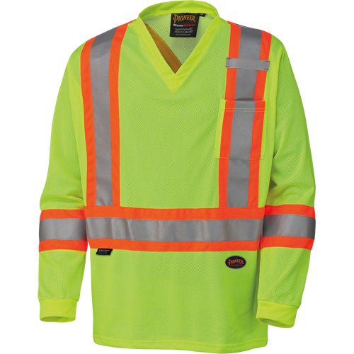 6985 Traffic Micro Mesh Long-Sleeved Safety Shirt, Small, High Visibility Lime-Yellow Ottawa Fastener Supply