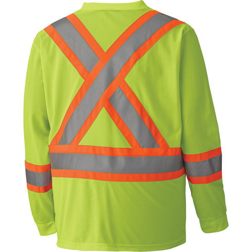 6985 Traffic Micro Mesh Long-Sleeved Safety Shirt, Small, High Visibility Lime-Yellow Ottawa Fastener Supply