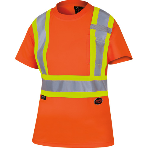 6948 T-shirt de s&eacute;curit&eacute; en il-de-perdrix pour femme, Polyester, T-petit, Orange haute visibilit&eacute; Ottawa Fastener Supply