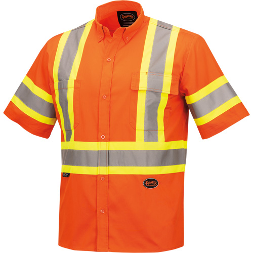 4442 Ultra Cool Short-Sleeved Safety Shirt, Cotton, Small, High Visibility Orange Ottawa Fastener Supply