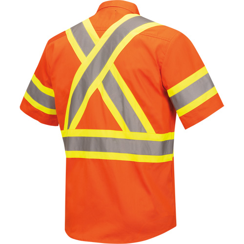 4442 Ultra Cool Short-Sleeved Safety Shirt, Cotton, Small, High Visibility Orange Ottawa Fastener Supply