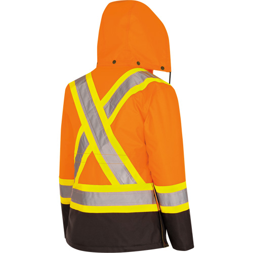 5020BBW Women's  7-in-1 Waterproof Jacket with Hood, Polyester/Polyurethane, High Visibility Orange, X-Small Ottawa Fastener Supply