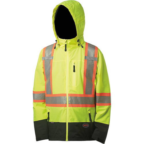 5221 Softshell Waterproof Premium  Safety Jacket, Polyester, High Visibility Lime-Yellow, Small Ottawa Fastener Supply