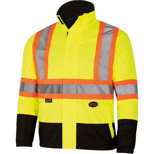 5771 Waterproof Reversible Safety Jacket, Polyester/Polyurethane, High Visibility Lime-Yellow, Small Ottawa Fastener Supply
