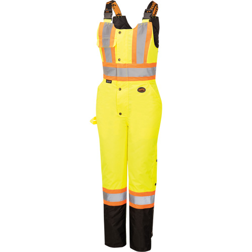 5041BBW Women's High-Visibility Waterproof Safety Overalls, Polyester, X-Small, Black/High Visibility Lime-Yellow Ottawa Fastener Supply