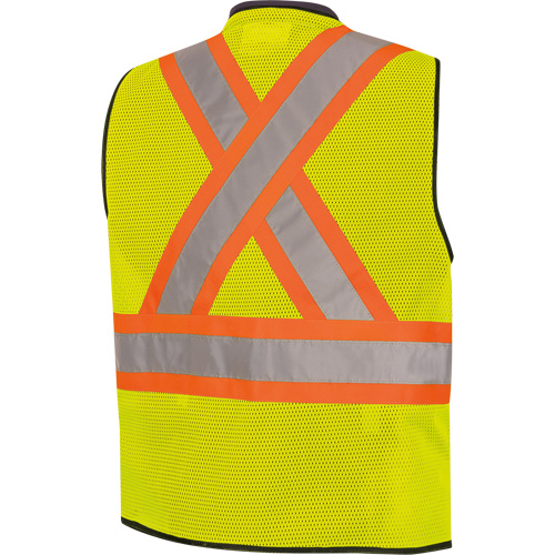 6895 Veste de s&eacute;curit&eacute; haute visibilit&eacute; bicolore avec fermeture &agrave; glissi&egrave;re sur tout le devant, Noir/Jaune lime haute visibilit&eacute;, 2T-Grand/3T-Grand, Polyester Ottawa Fastener Supply