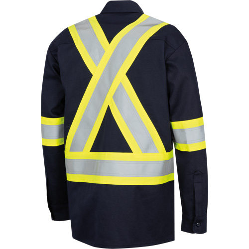 7742SF FR-TECH&reg; High-Visibility 88/12 Arc-Rated Safety Shirt, Small, Navy Blue Ottawa Fastener Supply