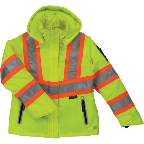 Womens Insulated Flex Safety Jacket, Polyester, High Visibility Lime-Yellow, Small Ottawa Fastener Supply