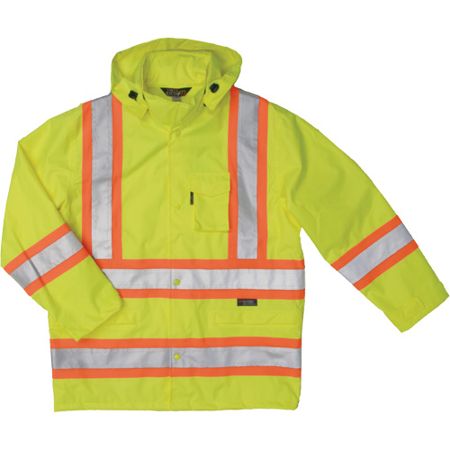 Manteau de s&eacute;curit&eacute; imperm&eacute;able en tissu ind&eacute;chirable Ripstop, Polyester, T-petit, Jaune lime haute visibilit&eacute; Ottawa Fastener Supply