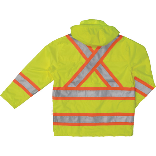 Manteau de s&eacute;curit&eacute; imperm&eacute;able en tissu ind&eacute;chirable Ripstop, Polyester, T-petit, Jaune lime haute visibilit&eacute; Ottawa Fastener Supply
