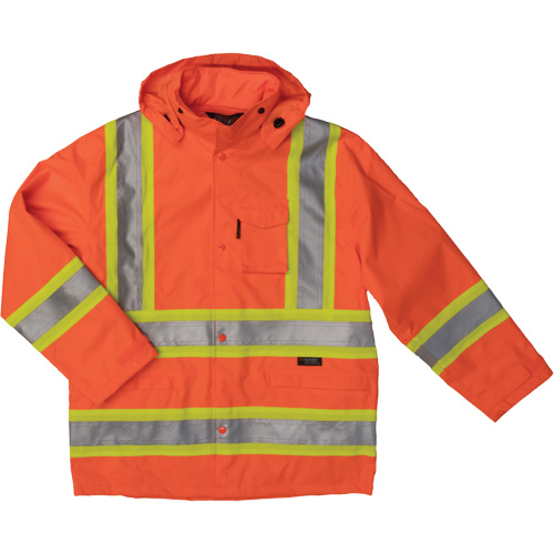 Ripstop Safety Rain Jacket, Polyester, Large, High Visibility Orange Ottawa Fastener Supply