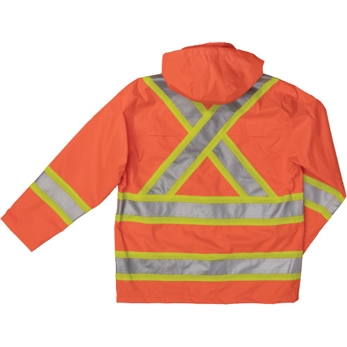 Ripstop Safety Rain Jacket, Polyester, Large, High Visibility Orange Ottawa Fastener Supply