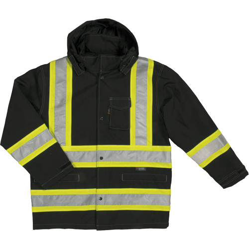 Manteau de s&eacute;curit&eacute; imperm&eacute;able en tissu ind&eacute;chirable Ripstop, Polyester, 2T-Grand, Noir Ottawa Fastener Supply