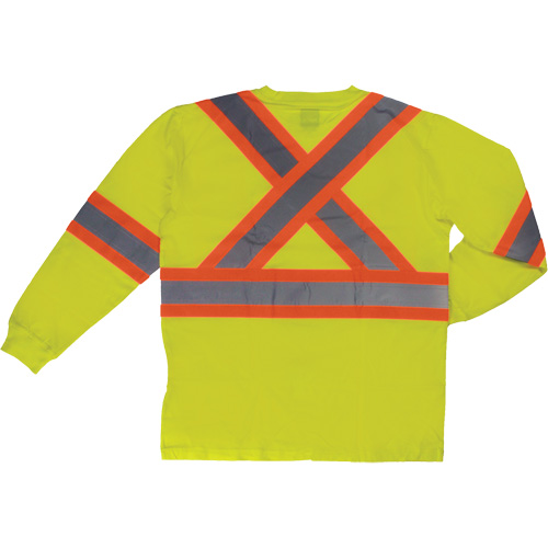 Long Sleeve Safety T-Shirt, Cotton, X-Small, High Visibility Lime-Yellow Ottawa Fastener Supply