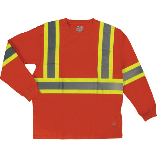 Long Sleeve Safety T-Shirt, Cotton, X-Small, High Visibility Orange Ottawa Fastener Supply