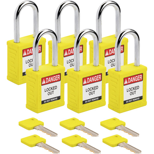 Velocity Lockout Padlocks, Yellow, Keyed Different, Nylon, 1-1/2" Width Ottawa Fastener Supply