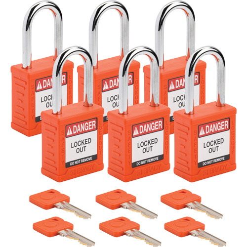 Velocity Lockout Padlocks, Orange, Keyed Different, Nylon, 1-1/2" Width Ottawa Fastener Supply