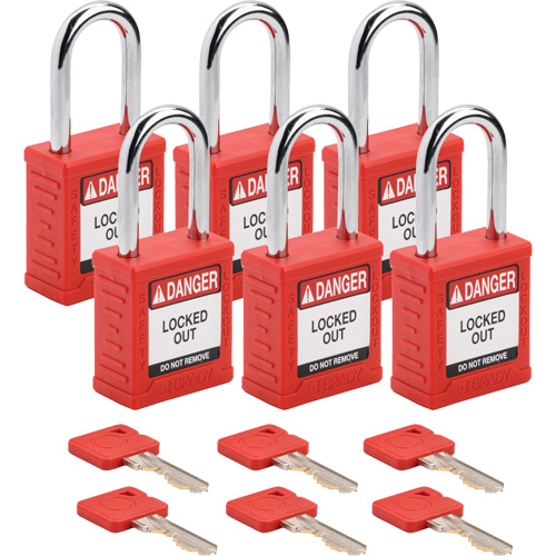Velocity Lockout Padlocks, Red, Keyed Alike, Nylon, 1-1/2" Width Ottawa Fastener Supply