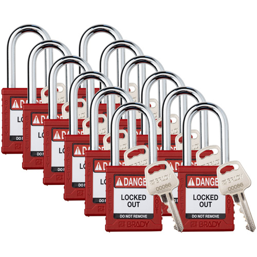 Velocity Lockout Padlocks, Red, Keyed Different, Nylon, 1-1/2" Width Ottawa Fastener Supply