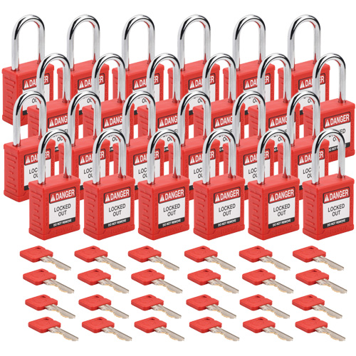Cadenas de verrouillage Velocity, Rouge, Cl&eacute;s identiques, Nylon, Largeur de 1-1/2" Ottawa Fastener Supply